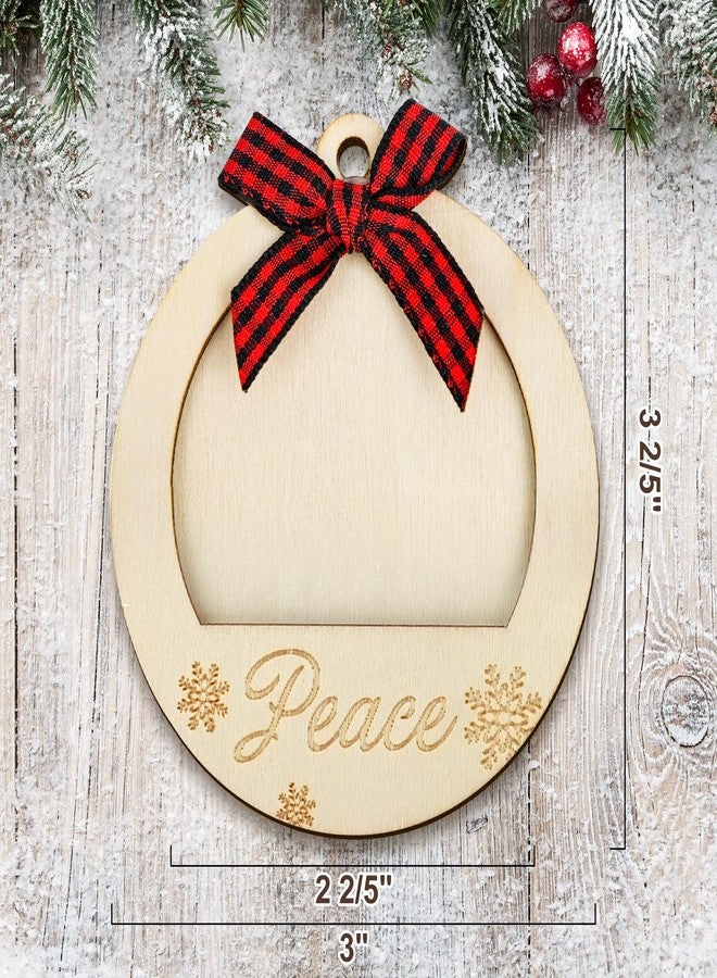 COCHIE Christmas Picture Frame Ornament for Christmas Tree Stocking Decorations, 10PCS Bulk Wood Photo Hanging Ornaments Holiday Xmas Gift (Red and Black Buffalo Check) - Image 2